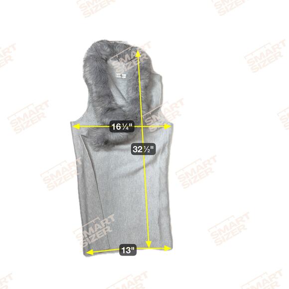 Neiman Marcus Open Front Cardigan Vest Removable‎ Faux Fur Collar Gray Sz Small - Picture 5 of 5